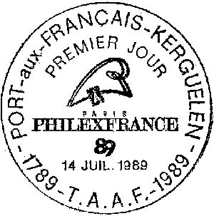 Порт-о-Франсе-Кергелен. Philexfrance'89